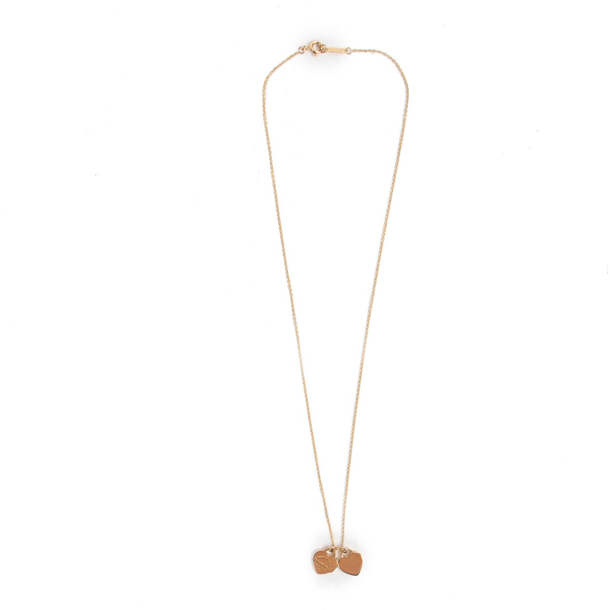 Tiffany Mini Double Heart Tag Pendant Yellow Gold