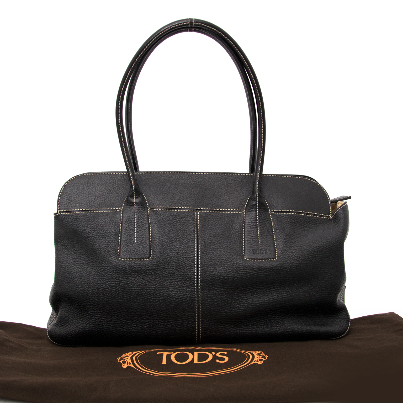 【関税&送料込】Tod'S Black Leather Shoulder Bag Tod's Black Pebbled Leather Shoulder Bag ○ Labellov ○ Buy