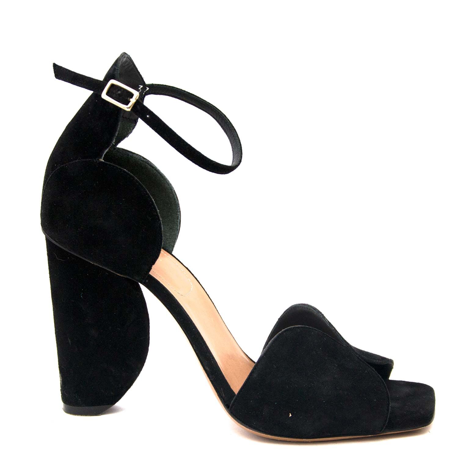 Dries Van Noten Circle-Cut Suede Block Heel - Size 37