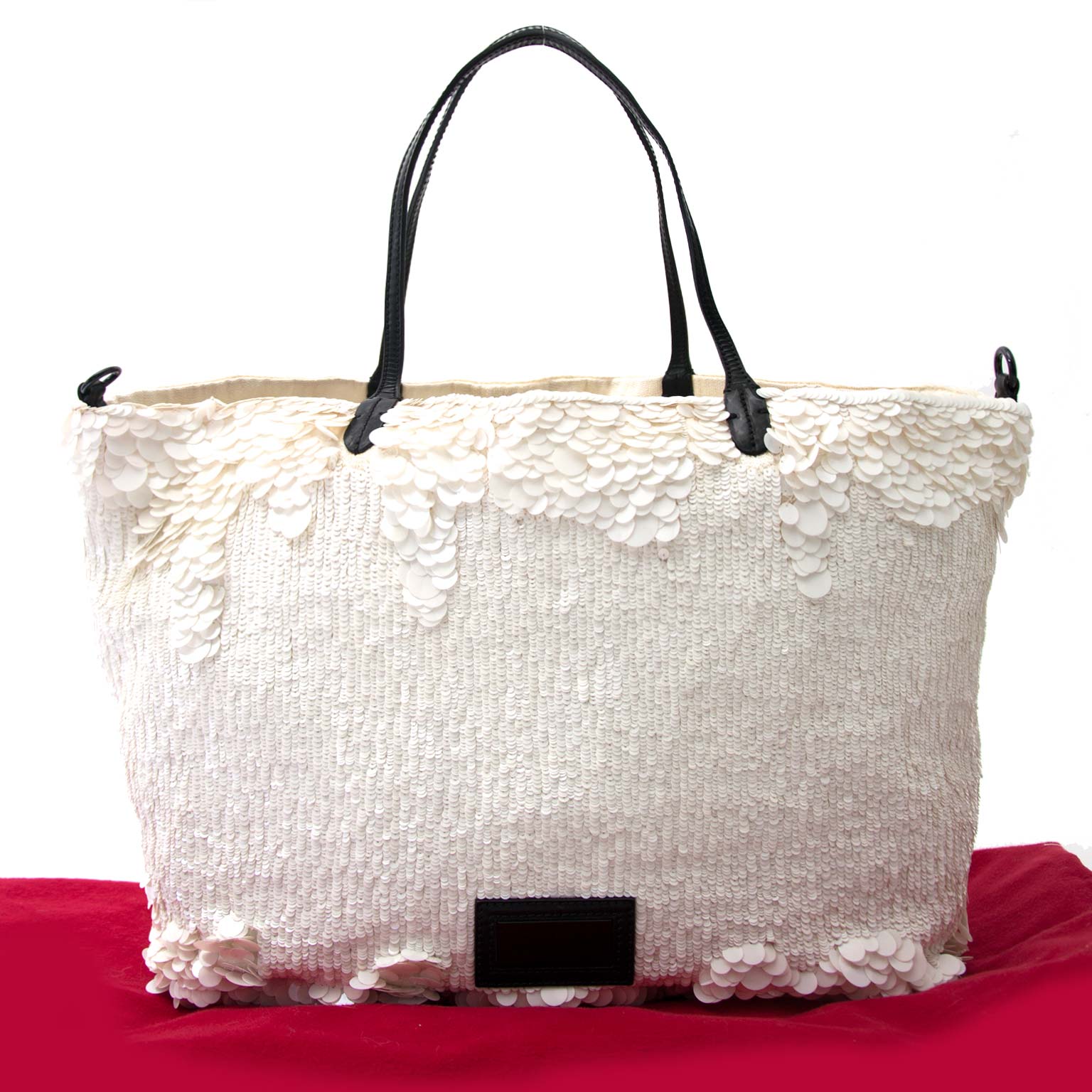 Valentino Garavani Black Nappa Leather White Sequin Couture