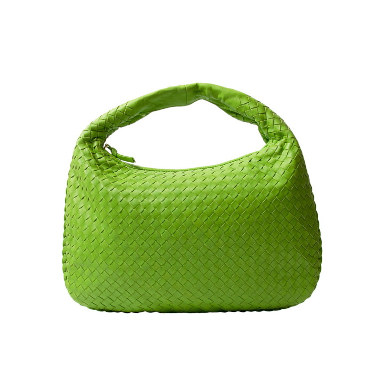Bottega Veneta Neon Green Woven Leather Hand Bag ○ Labellov