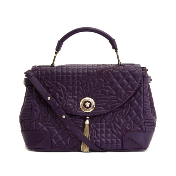 Versace Purple Embroidered Leather Flap Bag Labellov Buy and Sell ...
