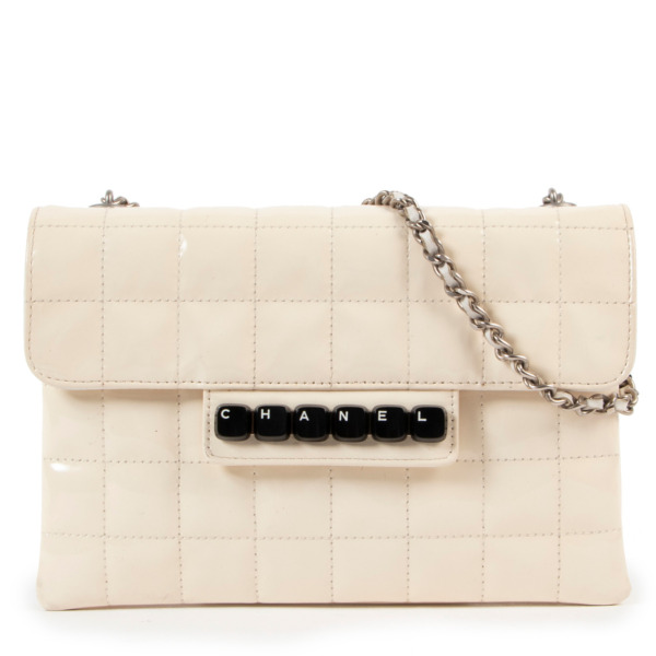 Chanel Cream Patent Keyboard Flap Bag Labellov Buy and Sell Authentic