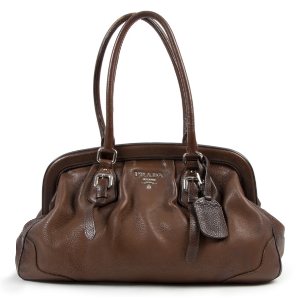 Prada Brown Two Tone Leather Frame Bag Labellov Buy and Sell Authentic ...