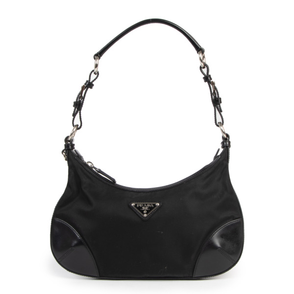Prada Tessuto Black Nylon Leather Shoulder Bag Labellov Buy and Sell Authentic Luxury