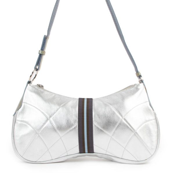 Prada Metallic Silver Quilted Nappa Shoulder Bag ○ Labellov