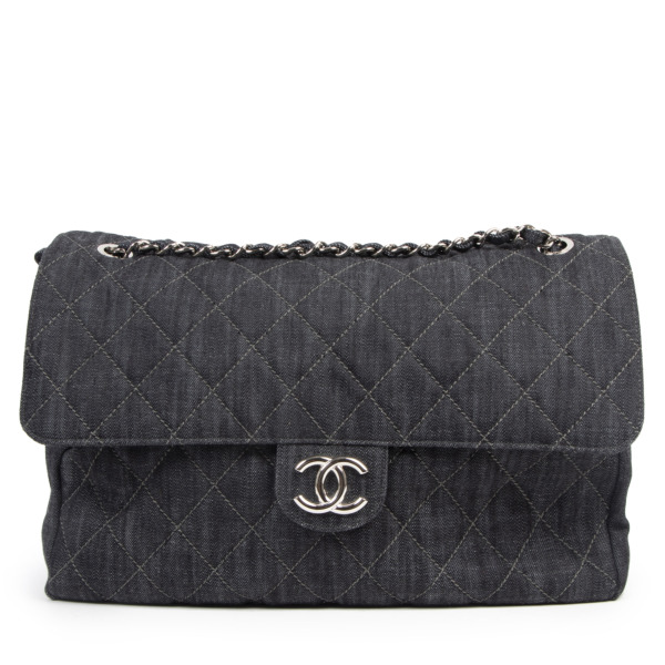Chanel Denim Quilted XL Classic Flap Shoulder Bag Labellov Buy and Sell