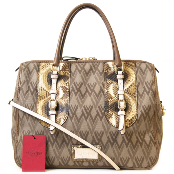 Valentino Monogram Python Top Handle Bag Labellov Buy and Sell