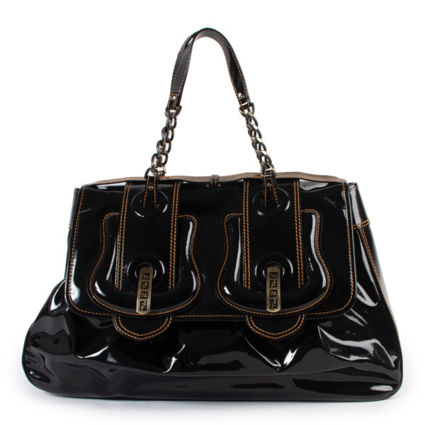Fendi Black Patent Leather Large B Bag Labellov Buy and Sell Authentic Luxury