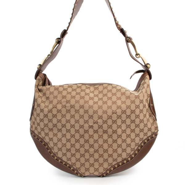 Gucci GG Canvas Pelham Studded Large Hobo Bag Labellov Buy and Sell Authentic Luxury