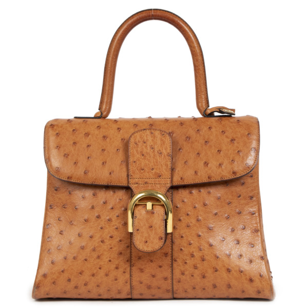 Labellov Delvaux Cognac Brillant MM Ostrich Bag Buy and Sell Authentic
