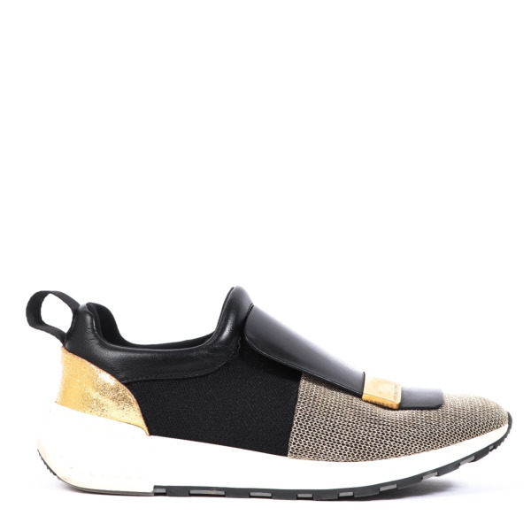 Sergio Rossi SR1 Running Black Gold Sneakers - Size 36