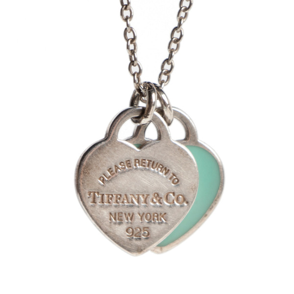 Return to Tiffany™ mini double heart tag pendant in silver