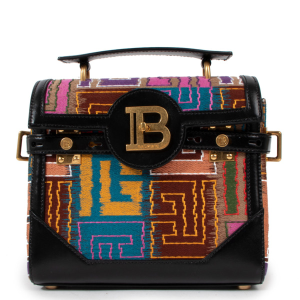 Balmain B-Buzz 23 Monogram Jacquard Tape Satchel Bag
