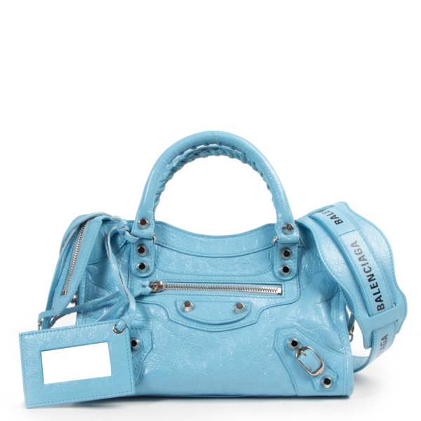 Balenciaga Blue Mini City Bag Labellov Buy and Sell Authentic Luxury