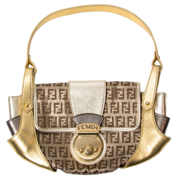 Fendi Gold Zucca Handbag Labellov Buy and Sell Authentic Luxury