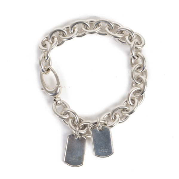 Gucci Chain-Liink Bracelet Two Dog-tag Charms ○ Labellov ○ Buy
