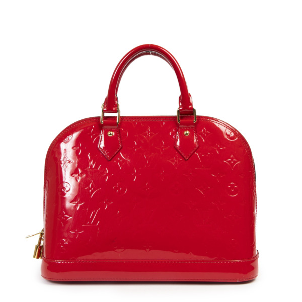 Louis Vuitton Red Vernis Alma PM Bag Labellov Buy and Sell Authentic Luxury