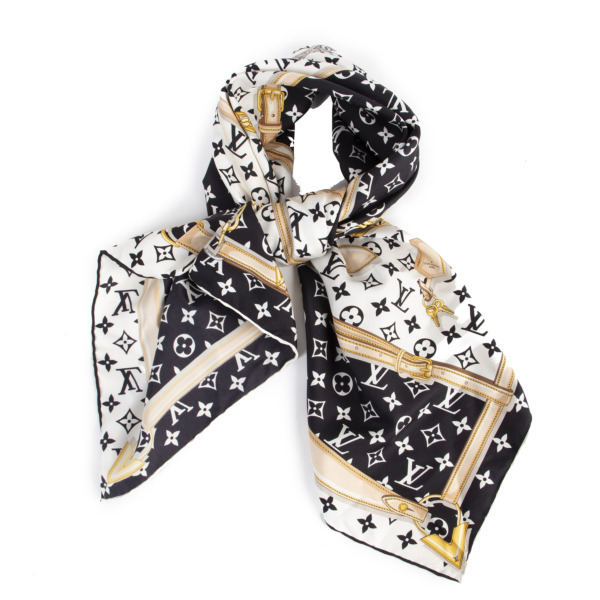 Louis vuitton black and gold scarf discount