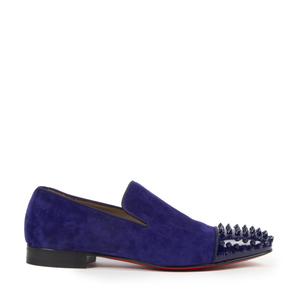 Christian Louboutin Spooky Velours Blue Spikes Men Slip-on Loafers ...