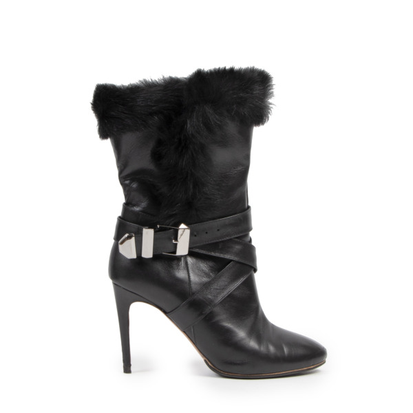 roberto cavalli side buckle leather boots