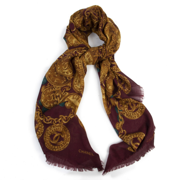 Cashmere scarf Chanel Burgundy in Cashmere - 27408753