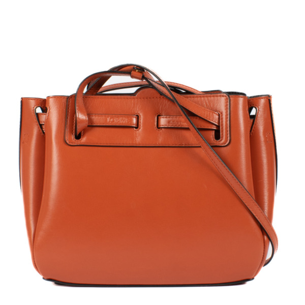 Loewe Vermillion Red Leather Mini Lazo Crossbody Bag ○ Labellov