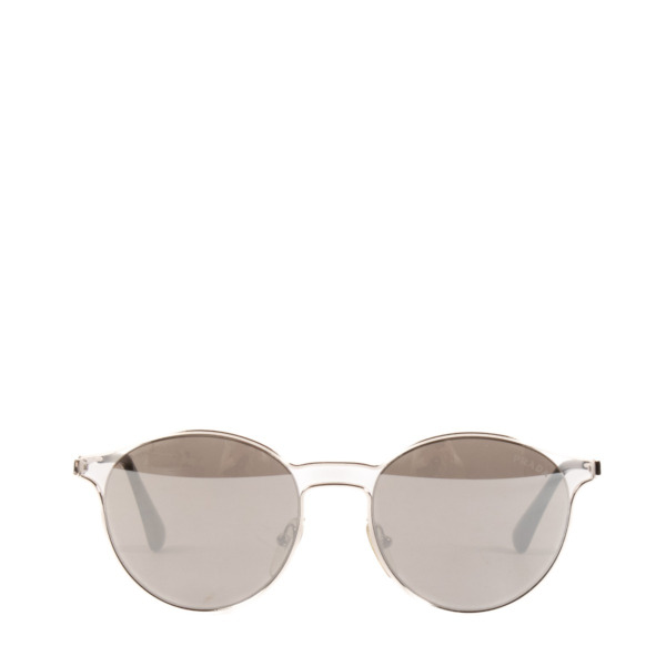 Prada Silver SPR62S Round Sunglasses Labellov Buy and Sell Authentic Luxury