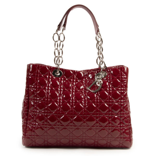 Dior Burgundy Patent Cannage Tote Labellov Buy and Sell Authentic Luxury