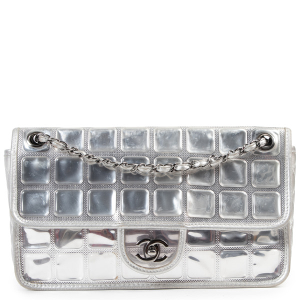 A LIMITED EDITION SILVER PVC AND LEATHER ICE CUBE SINGLE FLAP BAG, CHANEL,  2006-08