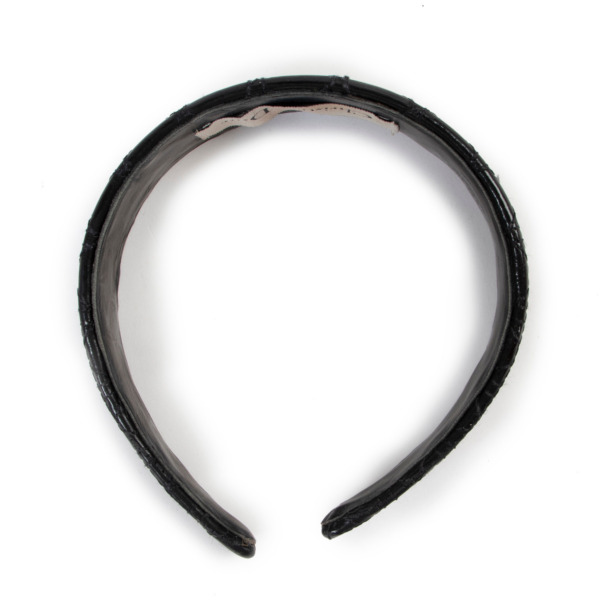 Christian Dior Cannage Black Leather Hair Band ○ Labellov