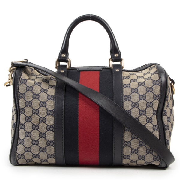 Gucci Vintage Web Original GG Blue Boston Bag Labellov Buy and Sell ...