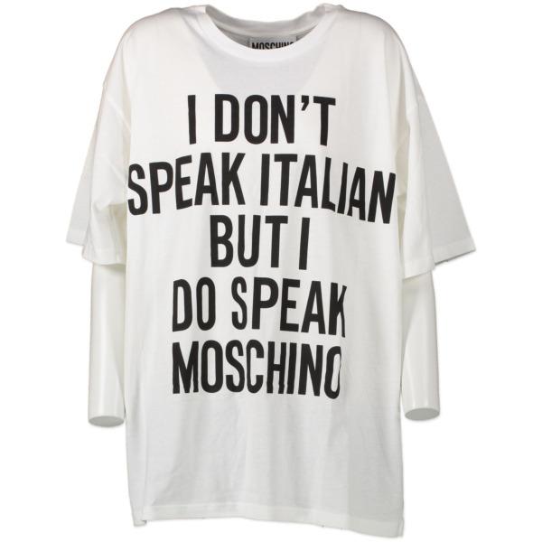 Moschino White 'I Don't Speak Italian But I Do Speak Moschino' Shirt - Size M/L Labellov Buy and