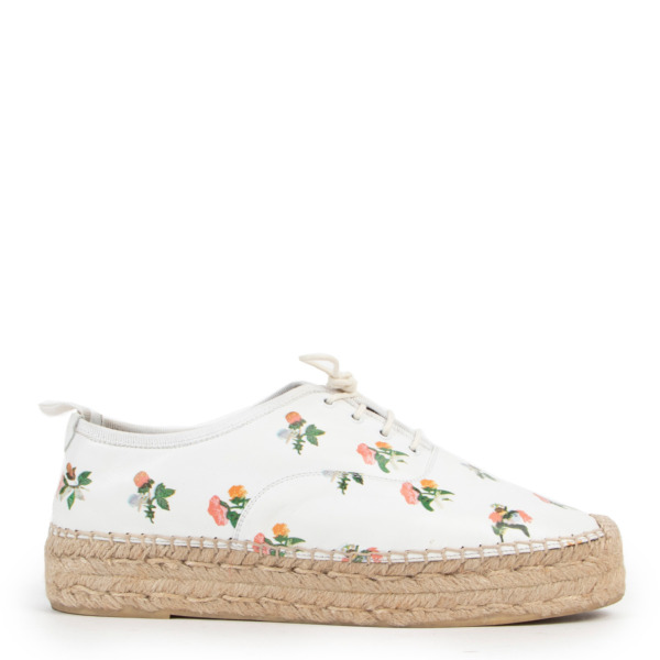 Saint Laurent White Leather Floral Espadrilles size 38 Labellov Buy and Sell Authentic Luxury