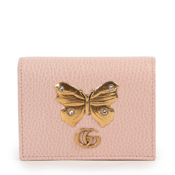 Gucci Pink Butterfly Card Case Wallet ○ Labellov ○ Buy and Sell - Main Image