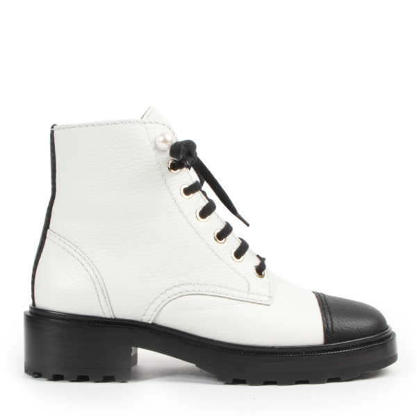 Chanel white boots with pearls clearance