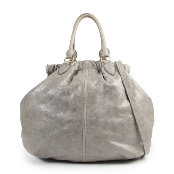 Miu Miu Silver-Grey Leather Shoulder Bag Labellov Buy and Sell ...