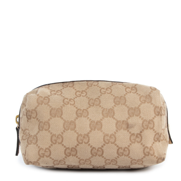 バッグ GUCCI GG Canvas Cosmetic Pouch Brown Pre-loved Gucci GG