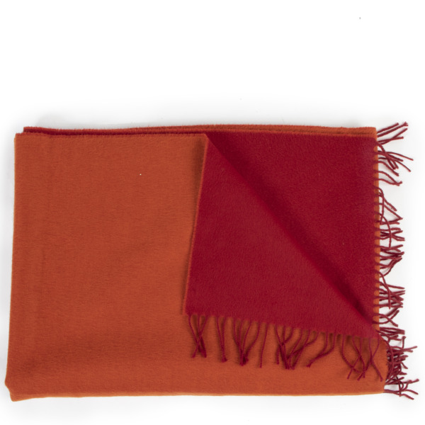 Hermès Orange / Red Cashmere Scarf Labellov Buy and Sell Authentic Luxury