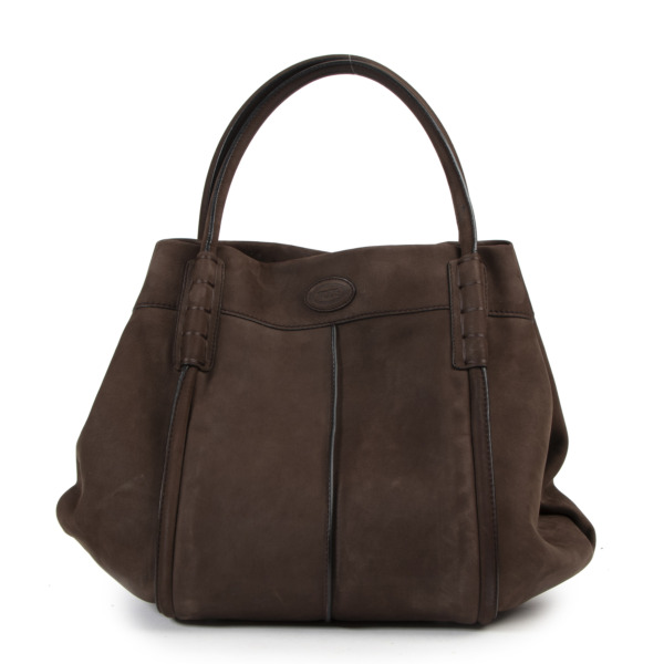 Tod's Brown Nubuck Leather Shopping Tote Labellov Buy and Sell ...