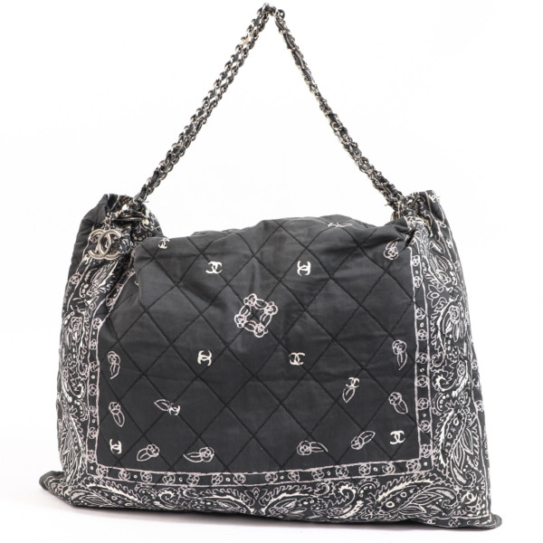 Chanel Grey Bandana Canvas XXL Tote Bag Labellov Buy and Sell Authentic Luxury