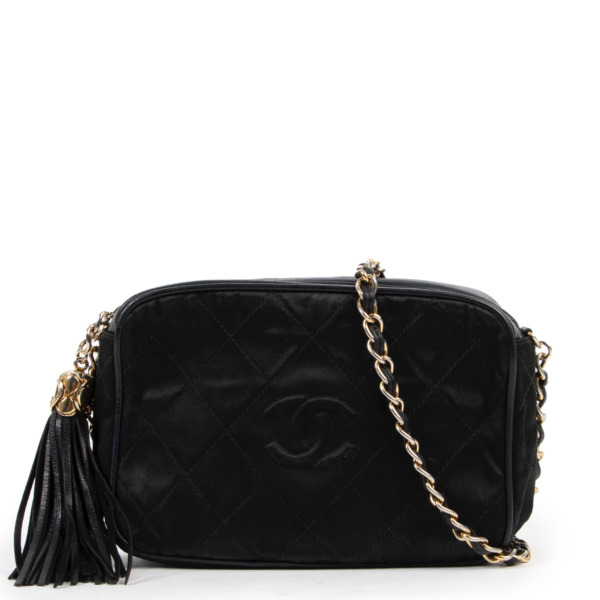 Chanel Brand New Black Quilted Hard Case Compact Vanity Crossbody Bag