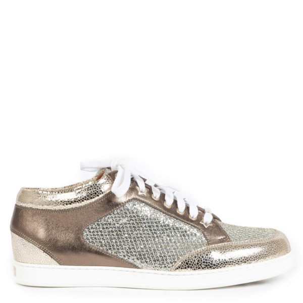 Jimmy Choo Miami Bronze Champagne Sneakers size 39 5 Labellov Buy and Sell Authentic Luxury