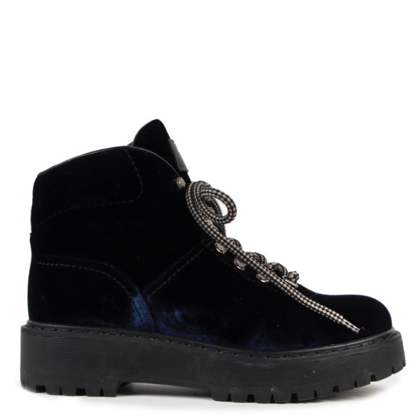 Prada blue velvet boots online