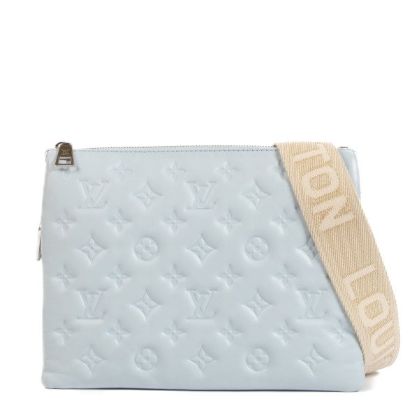 残少! Louis Vuitton ルイヴィトン COUSSIN PM BLEU GLACIER Louis Vuitton Coussin PM Monogram Embossed Blue Glacier in