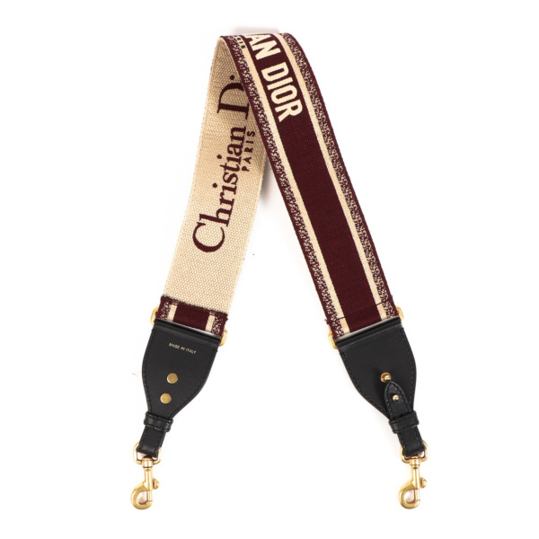 Christian Dior Black/Amaranth Embroidered Bag Strap Labellov Buy and Sell Authentic Luxury