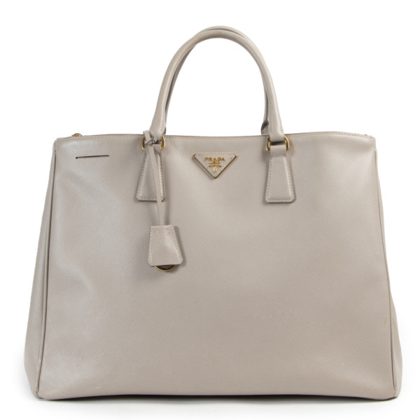 Prada Grey Saffiano Lux Large Double Zip Tote ○ Labellov