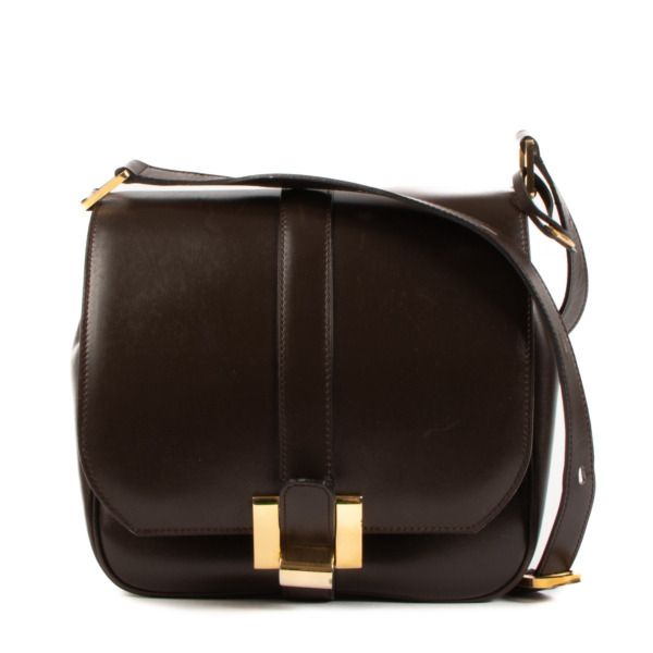 Delvaux Vintage Brown Box Calf Crossbody Bag Labellov Buy and Sell