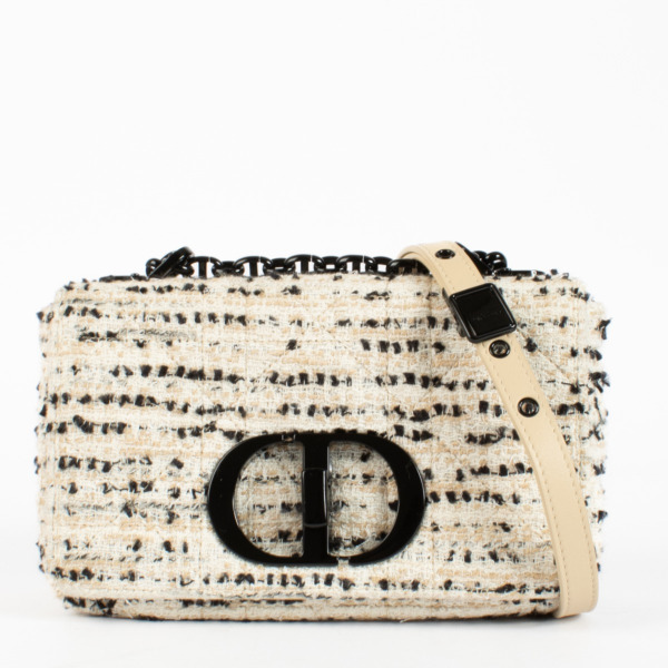 Christian Dior White Tweed Small Caro Crossbody Bag ○ Labellov