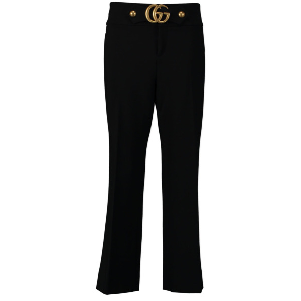 【関税&送料込み】Gucci Flared Trousers Gucci GG Flared Black Trousers - Size IT48 ○ Labellov
